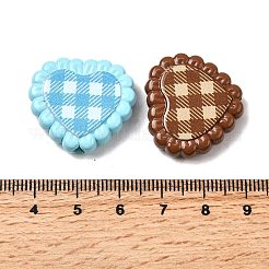 印刷された不透明なアクリルビーズ  グリッドと心  ミックスカラー  23.5x25.5x6.5mm  穴：3mm&nbsp;OACR-H054-12