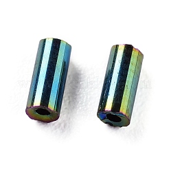 ガラス竹ビーズ  メタリックカラー  カラフル  4~5x2mm  穴：0.8mm  約15000個/ポンド&nbsp;SEED-L010-01A-409
