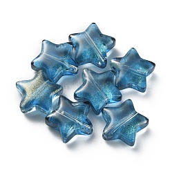 手作りランプワークビーズ  スター  スチールブルー  9.5x10x3.5mm  穴：1mm&nbsp;LAMP-CJC0010-05A