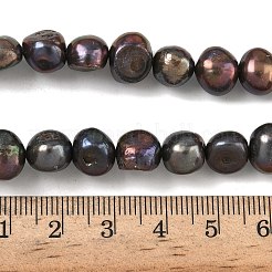 天然養殖淡水パールビーズ連売り  研磨両側  ブラック  8mm  穴：0.8mm  約45個/連  15.75''（40センチメートル）&nbsp;LS-PEAR-P250214-S
