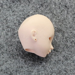 プラスチック製の人形の頭の彫刻  目がない  diy bjd ヘッド おもちゃ練習メイク用品  アンティークホワイト  49mm&nbsp;DOLL-PW0001-249