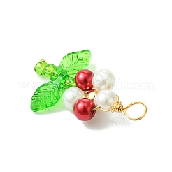 9色のパールガラスパールペンダント9個  花  アクリルと銅線を使用  ミックスカラー  26.5x17.5x6mm  穴：3.6mm&nbsp;PALLOY-JF03389
