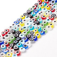 手作りナザールボンジュウランプワークビーズ連売り  ハート  ミックスカラー  5x6x2mm  穴：1mm  約63~67個/連  12.60~12.99インチ（32~33cm）&nbsp;LAMP-F023-A
