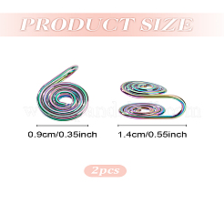 ステンレススチールカフイヤリング2個  フラットラウンド  虹色  14x9x10.5mm&nbsp;EJEW-LP0009-21MC