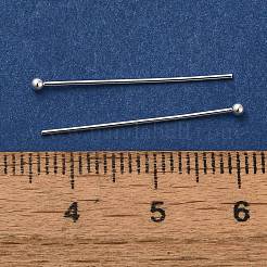 真鍮のボールヘッドピン  鉛フリー＆カドミウムフリー  925銀メッキ  25x0.6mm  ヘッド：1.5mm&nbsp;KK-H502-03D-S