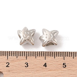 CCBプラスチックビーズ  笑顔で主演  プラチナ  10x11x7mm  穴：4.5mm&nbsp;LS-CCB-N006-34P