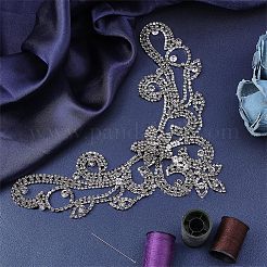 ホットラインストーン  パッチに真鍮  結婚式のテーマのドレスシューズの衣服の装飾のため  花  クリスタル  200x143x4.5mm&nbsp;DIY-WH0257-48