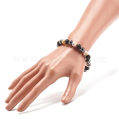 ジェムストーン＆溶岩ロック＆合成ヘマタイトラウンドビーズストレッチブレスレット  女性のためのエッセンシャルオイルジェムストーンジュエリー  ミックスカラー  内径：2-1/8インチ（5.5cm）&nbsp;BJEW-JB07972