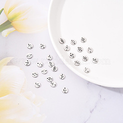 変色しにくい201ステンレススチールリンク  レーザー切断  フラットラウンド  a～zの文字  6x6x1mm  穴：0.8mm  約26個/セット&nbsp;STAS-R112-04