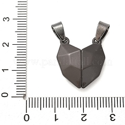 合金エナメルスプリットペンダント  ハートカップルチャーム  磁気を持つ  ブラック  19.5x17.5x5.5mm  穴：7x4mm&nbsp;STAS-M114-07B-01