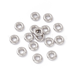 変色しにくい304ステンレススチールビーズ  ドーナツ  ステンレス鋼色  12x3.5mm  穴：5.5mm&nbsp;STAS-E036-14A