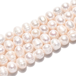 天然養殖淡水パールビーズ連売り  ポテト  乳白色  7~8x6.5~10mm  穴：0.6mm  約24個/連  6.69~6.89インチ（17~17.5cm）&nbsp;PEAR-N026-04