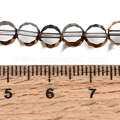電気メッキ透明ガラスビーズ連売り  フラットラウンド  多面カット  カラフル  5.5~6x3~3.5mm  穴：1mm  約73~74個/連  15.75''（40センチメートル）&nbsp;GL-CBA98F0-06B-06