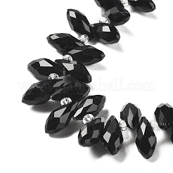 電気メッキガラスビーズセット  ティアドロップ  トップドリルビーズ  多面カット  ブラック  13x6mm  穴：0.5mm  約95個/連  18.11''（46センチメートル）&nbsp;EGLA-XCP0001-18