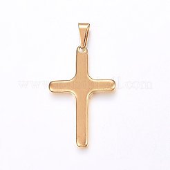 304ステンレスペンダント  クロス  ゴールドカラー  27x17.5x2.5mm  穴：6x3mm&nbsp;STAS-H473-03G