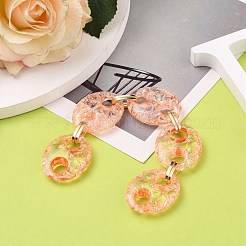 手作りのクラックルアクリルコーヒー豆チェーン  楕円形のアルミニウムリンク付き  砂茶色  リンク：33.5x27x8.5mm  15.5x8x2mm  約39.37インチ（1m）/連&nbsp;AJEW-JB00836-01