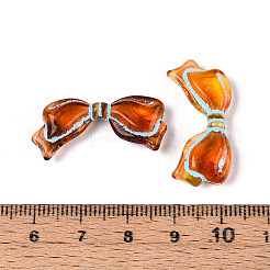塗装された透明なアクリルビーズ  模造琥珀  蝶結び  シエナ  14x29x6mm  穴：1.6mm  約467個/500g&nbsp;OACR-T029-03K