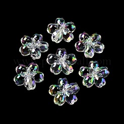 UVメッキアクリルビーズ  虹色の  花  透明  22.5x23x9mm  穴：2.8mm&nbsp;MACR-K357-02