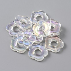 透明なアクリルビーズフレーム  ABカラーメッキ  花  透明  26x27x5mm  穴：1.6mm  内径：8.5mm&nbsp;TACR-WH0018-02