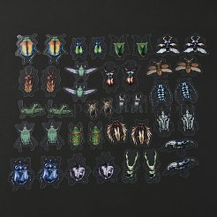 40本20スタイルペット用粘着防水ステッカーセット  DIYスクラップブック用  虫柄  3.5~6.2x2.5~6.5x0.015cm  40個/袋&nbsp;DIY-K032-50E