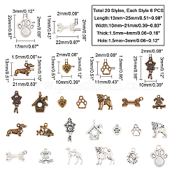 120pcs20スタイルチベットスタイルアロイペンダント  アンティークブロンズ＆アンティークシルバー  6個/スタイル&nbsp;TIBE-PH0002-03