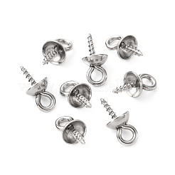 変色防止304ステンレススチール製スクリューアイピンペグベイル  片穴パーツ用  ステンレス鋼色  10x5mm  穴：2mm  ピン：1.5mm&nbsp;STAS-K146-002-5mm