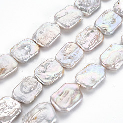 天然ケシパールビーズ連売り  養殖淡水パール  長方形  貝殻色  16~22x13~17x3~7mm  穴：0.6mm  約18~20個/連  14.96インチ（38cm）&nbsp;PEAR-S020-K05