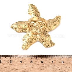 女性用304ステンレススチールオープンカフリング  ヒトデ  ゴールドカラー  51x53mm  usサイズ6 3/4(17.1mm)&nbsp;RJEW-K320-02G
