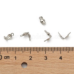 変色しにくい304ステンレススチールボールチープ  カロット終了  クラムシェルノットカバー  ステンレス鋼色  6x3mm  穴：1mm  内径：3mm&nbsp;A-STAS-G127-06P