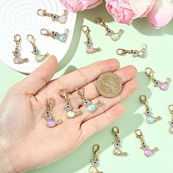合金K20ガラス鳥ペンダント装飾5個  合金製カニカン付き  ライトゴールド  ミックスカラー  32mm&nbsp;HJEW-YW00257