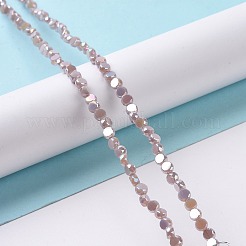 電気メッキガラスビーズセット  ABカラーメッキ  多面カット  フラットラウンド  ロージーブラウン  4.5x3mm  穴：1mm  約145~150個/連  22.83''（58センチメートル）&nbsp;GLAA-E036-03B