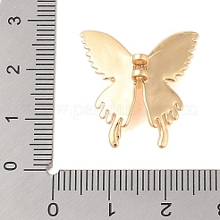 真鍮とガラスビーズ  蝶  ニッケルフリー  ゴールドカラー  プラム  22x22x10mm  穴：2.5mm&nbsp;KK-B100-045G-02