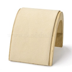 ウッドジュエリーネックレスディスプレイスタンド  マイクロファイバー付き  3個ネックレスショー用  アンティークホワイト  17x12.6x10.9cm&nbsp;NDIS-K003-02B