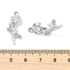 合金クリスタルラインストーンペンダント  花のチャーム  UVメッキ  プラチナ  花  25x11x5.5mm  穴：2mm&nbsp;ALRI-T012-04A-P