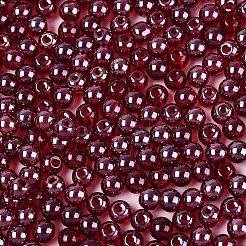 透明ガラスシードビーズ  窓ガラススタイル  ラウンド  ファイヤーブリック  4~4.5mm  穴：1mm  約4090個/ポンド&nbsp;SEED-N007-33A-11