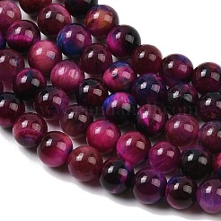 天然石タイガーアイビーズ連売り  染め＆加熱  ラウンド  フクシア  6mm  穴：1mm  約60~62個/連  14.96''（38センチメートル）&nbsp;G-F561-6mm-B09