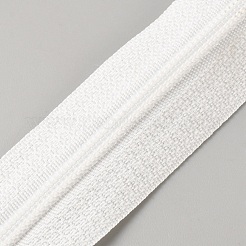 10mナイロンクローズドエンドジッパー  亜鉛合金ジッパースライダー20個付き  ホワイト  27x2mm&nbsp;DIY-TAC0020-91A-01