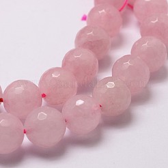 天然石ローズクォーツビーズ連売り  多面カット  ラウンド  6mm  穴：1mm  約61個/連  14.9インチ〜15.1インチ&nbsp;X-G-D840-20-6mm