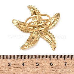 女性用304ステンレススチールエナメルオープンカフリング  ヒトデ  ゴールドカラー  ブルー  36x36mm  usサイズ6（16.5mm）&nbsp;RJEW-K320-03G-01