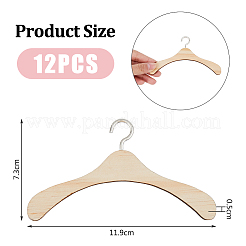 木製ドールハンガー12個  鉄のフック付き  人形の衣類アクセサリー用  古いレース  73.5x119.5x5mm&nbsp;DIY-FH0006-63B