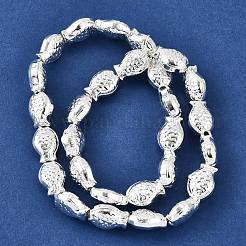 電気メッキガラスビーズセット  魚  フルメッキ  銀メッキ  15x10x3mm  穴：1mm  約28~29個/連  15.16~15.75インチ（38.5~40cm）&nbsp;EGLA-V001-01J