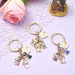 合金エナメルキーホルダー  鉄パーツ  猫の形と足跡  ミックスカラー  7.5cm&nbsp;X1-KEYC-YW00135-01