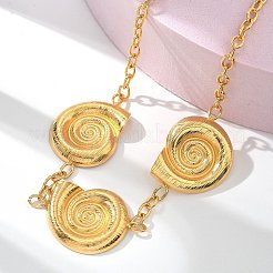 304ステンレススチール3スネイルビブネックレス女性用  18KGP本金メッキ  15.79インチ（40.1cm）&nbsp;NJEW-Z061-05G-02