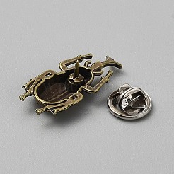 バックパック用合金ラペルピンバック  ビートル  30x14mm&nbsp;JEWB-CJC0017-003B-AB