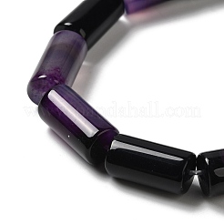 天然石瑪瑙ビーズ連売り  染め＆加熱  コラム  インディゴ  8~8.5x14.5~16mm  穴：1.6mm  約12個/連  7.20~7.48''（18.3~19センチメートル）&nbsp;G-H295-E01-10