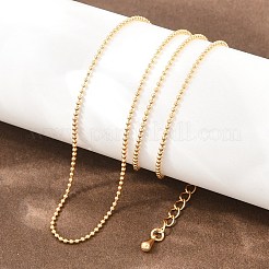 女性用1mm真鍮ボールチェーンネックレス  ニッケルフリー  18KGP本金メッキ  18.50インチ（47cm）&nbsp;NJEW-Q351-01G