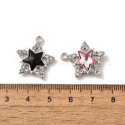 合金ペンダント  ラインストーンとガラス付き  鉛フリー＆カドミウムフリー＆ニッケルフリー  ラックめっき  スター  ミックスカラー  プラチナ  21x18.5x4.5mm  穴：1.8mm&nbsp;FIND-H015-20P