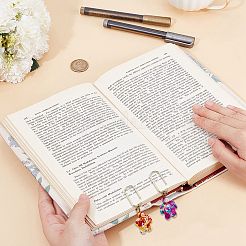 8色のカーボンスチールペーパークリップ8個  染色された合成ターコイズのカメペンダント付き  ゴールドカラー  ミックスカラー  43mm  1pc /カラー&nbsp;AJEW-CP00005