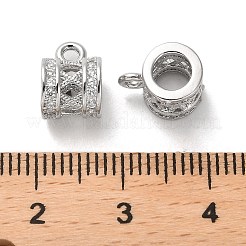 真鍮マイクロパヴェキュービックジルコニアチューブベイル  カドミウムフリー＆ニッケルフリー＆鉛フリー  ループベイル  コラム  プラチナメッキ  10x7x7.5mm  穴：1.6mm  内径：4.5mm&nbsp;ZIRC-P112-02P