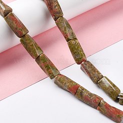 天然石ユナカイトビーズ連売り  ツイストコラム  19~21.5x8~9.5x8~9.5mm  穴：1.2mm  約20個/連  15.67''~16.34''（39.8~41.5センチメートル）&nbsp;G-L240-15